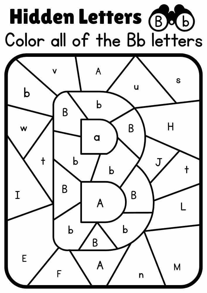 B Capital Color all of the Bb letters and find the hidden letter Interactive Coloring Activity. Online Coloring Activity